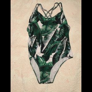 Palm Print Bathing Suit